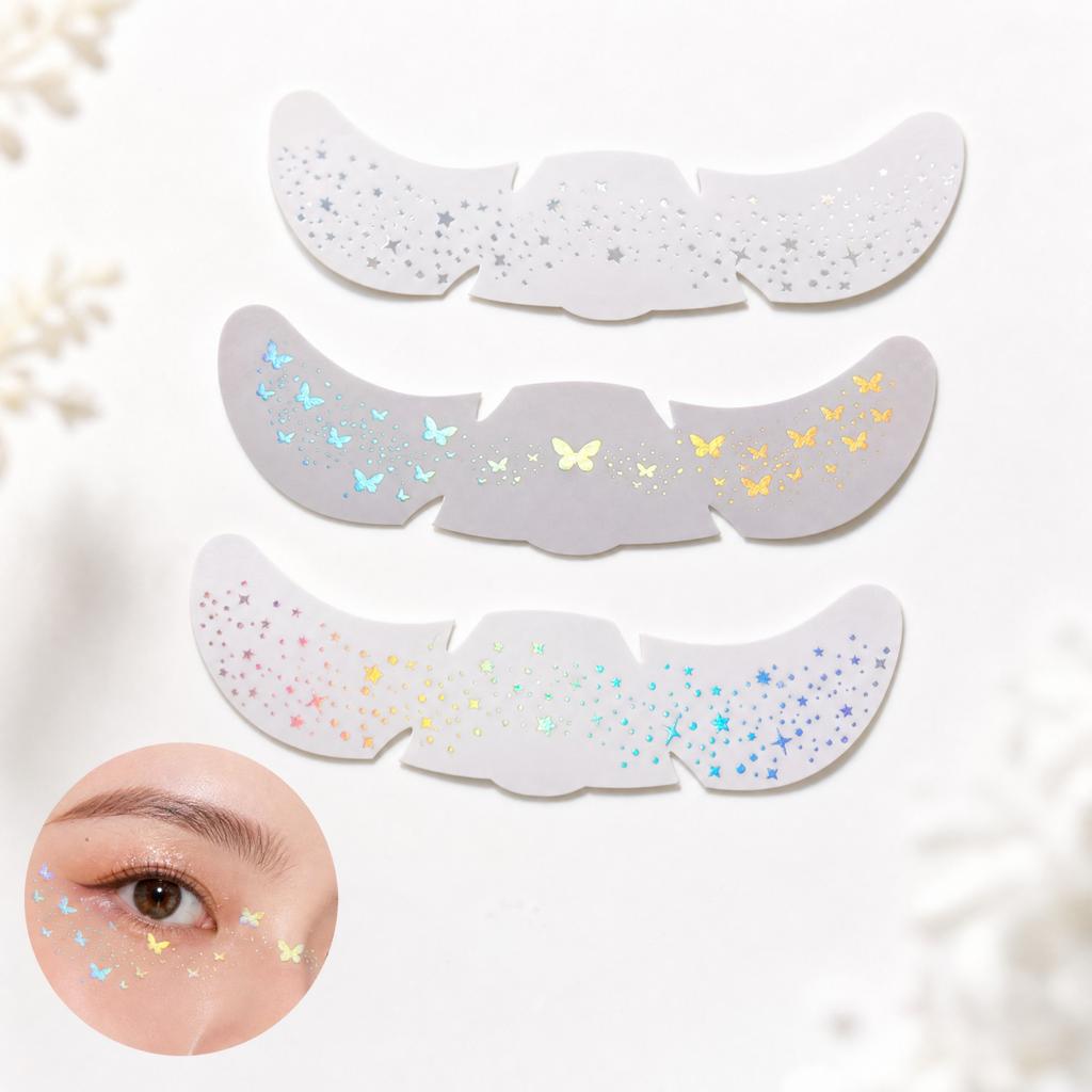 Temporäre Tattoos, Folie und Glitzer, Sterne, Sommersprossen-Gesichtsaufkleber für Party-Bühnen-Make-up
