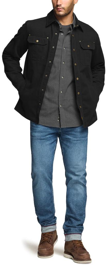 CQR Warm Twill Jacket with Flannel Lining for Warmth and Ideal for Outdoor and American Casual and Model Men's Protection, Hiking, Activities,