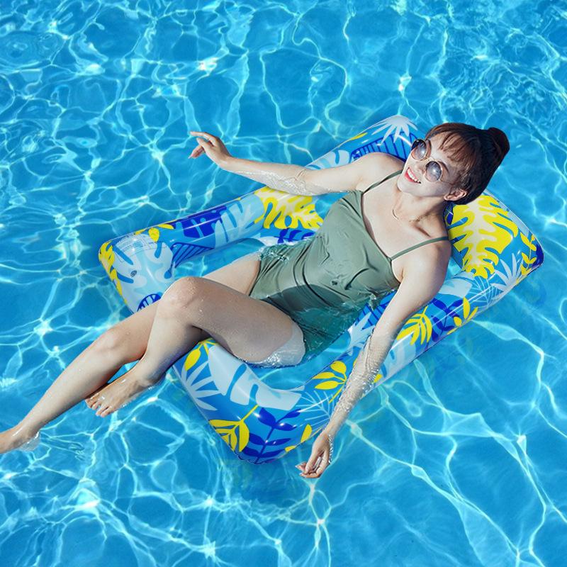 

New Leaf Print Inflatable Water Recliner with Backrest for Adults - Outdoor Pool Float 115x80 CM