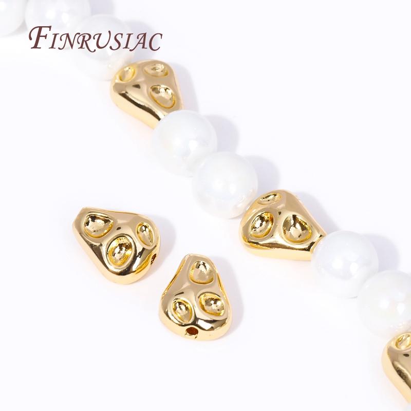 18K Gold Plated Brass Irregular Spacer Beads DIY Beadwork Accessories Supplies For Needlework Natural Stones Jewelry Making