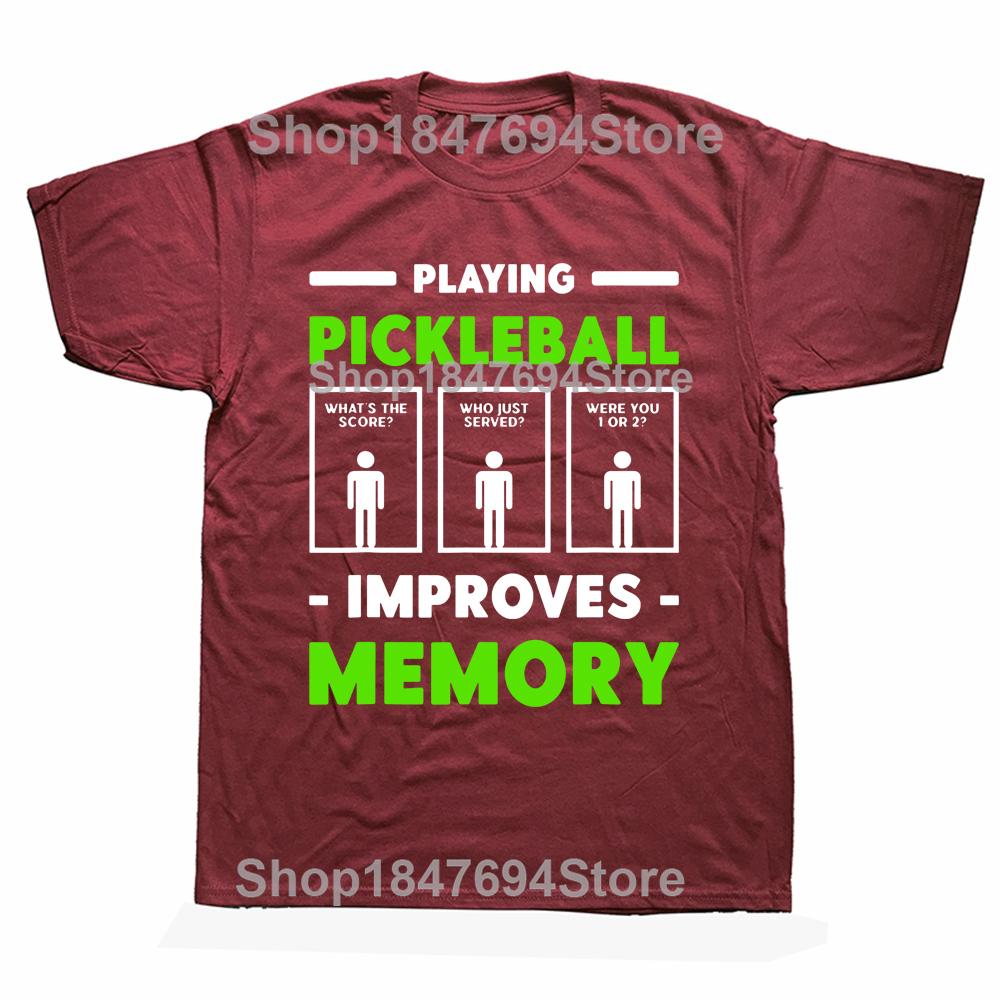 Playing Pickleball Improves Memory Dink Player T Shirt for Men Cotton T-Shirts Crew Neck Tees Short Sleeve Clothing 4XL