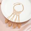 Goth Gypsy Ethnic Big Hollow Butterfly Wrist Chain Finger Rings Harness Bracelets for Women Belly Dancer Dubai Halloween Jewelry