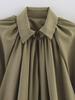 European and American Women's Loose Puff Sleeve Bomber Jacket with Turn-Down Collar