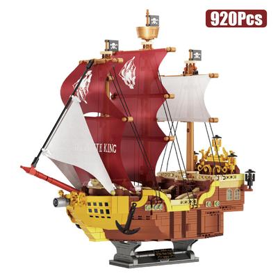 Creative 920Pcs King Pirate Ship Sailboat Model Building Blocks Vessel Mini Bricks Construction Toys for Children Gift