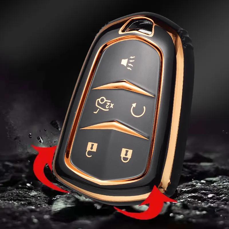 

For Cadillac ATS CT6 CTS DTS XT5 Escalade ESV SRX STS XTS ELR 2014 - 2018 Key Cover Case Key Fob Bag Shell Holder Protector