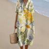 New Imitation Cotton Large Size Women's Shirt Short Sleeve Dress Ocean Vacation Company