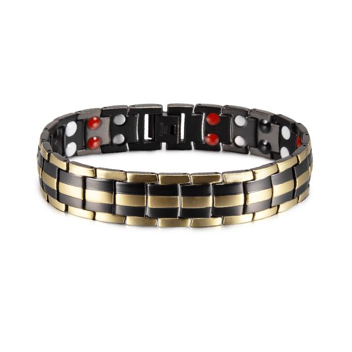 Black Bracelet Men Hand Chain Waterproof Health Germanium Magnetic Therapy Bracelet Male Benefits Stainless Steel Bracelets Mens