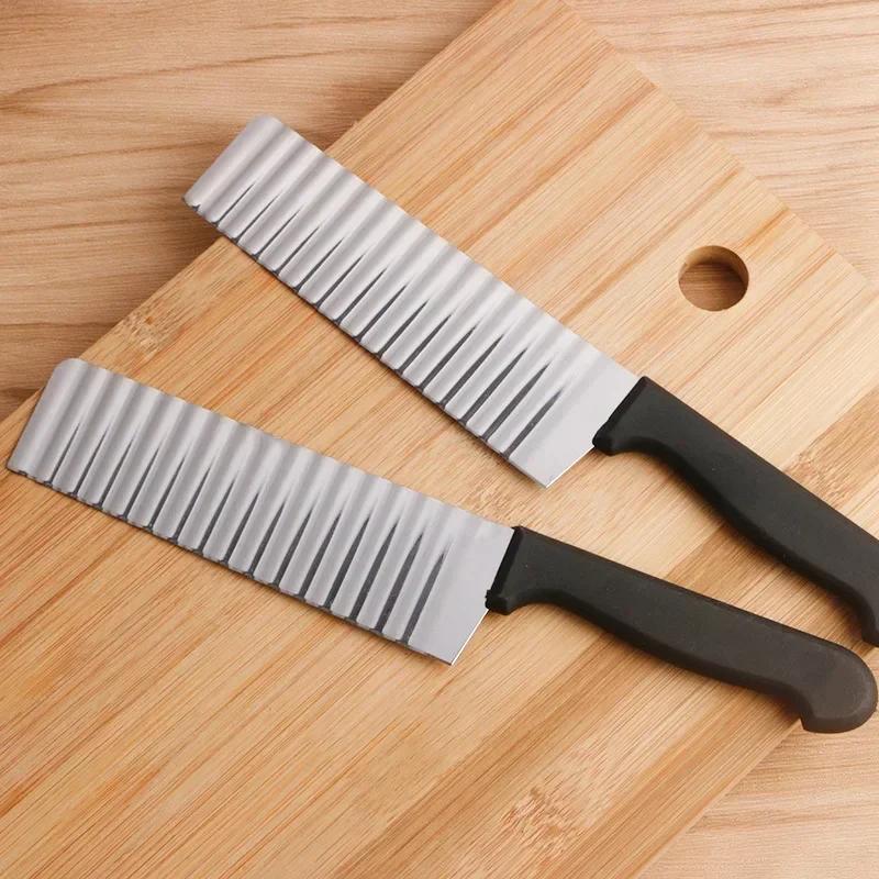 Krajalnica do chipsów ziemniaczanych ze stali nierdzewnej Ciasto Warzywa Owoce Karbowana Falista Krajalnica Nóż Krajalnica do Ziemniaków Siekacz Gadżet do Robienia Frytek