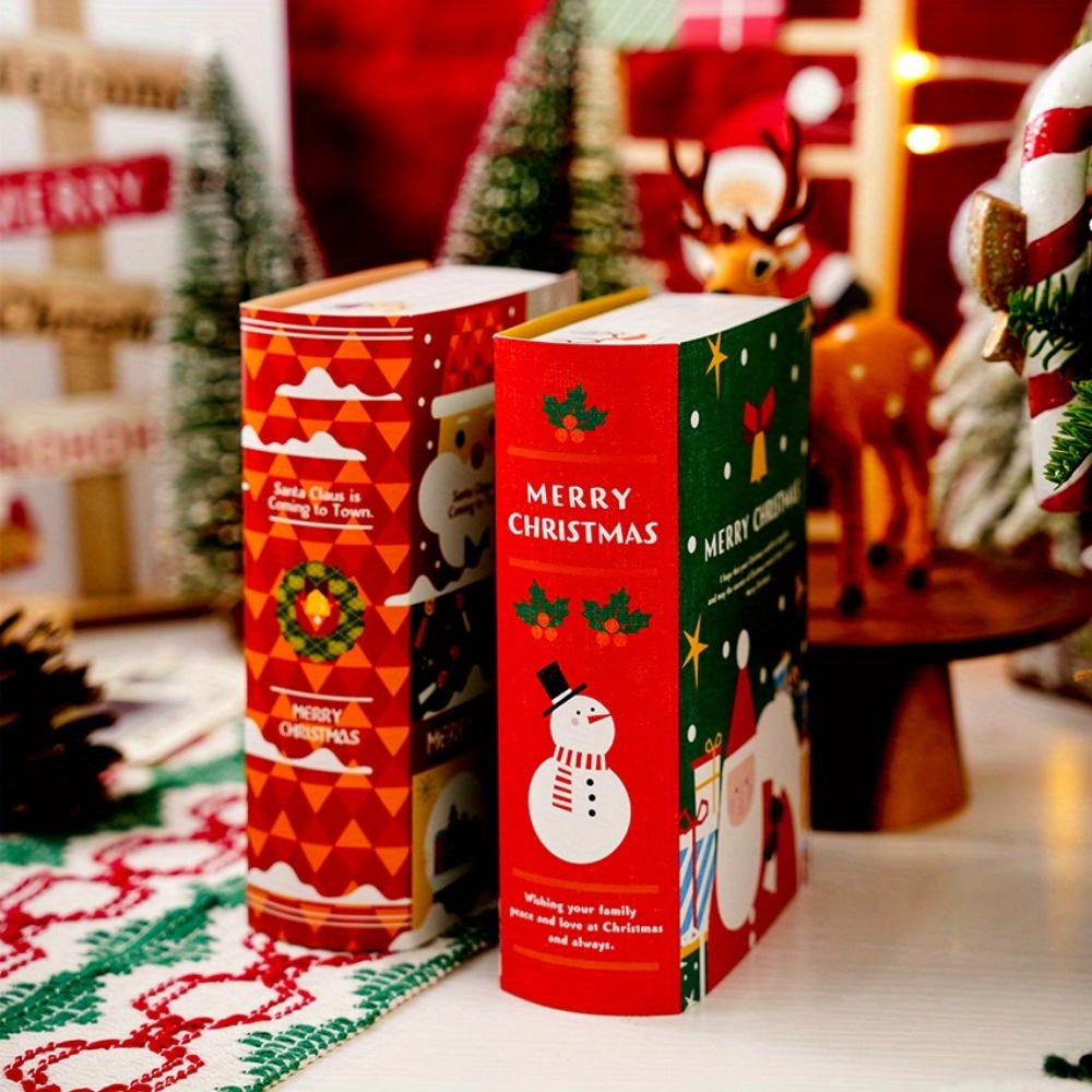 10 Stück Weihnachtsgeschenkboxen Buchförmige Geschenkverpackungen Weihnachtlich gestaltete Buchboxen mit entzückenden Weihnachtsmann- und Schneemann-Designs Perfekt für Gastgeschenke
