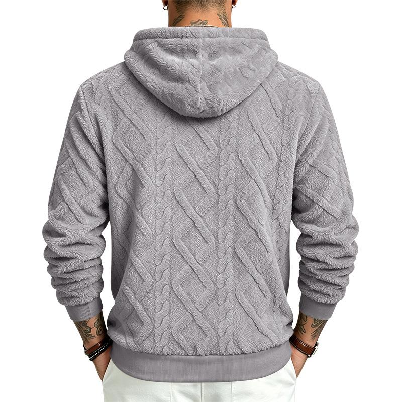 Autumn Winter Men High Street Casual Double-Sided Velvet Hooded Hoodies Sports Style Trend Pullover Sweatshirts