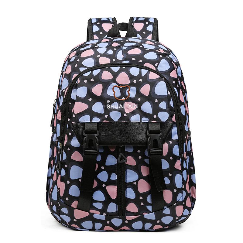 

New primary and secondary school girls schoolbag large capacity casual lightweight backpack multi pocket travel backpack чорний
