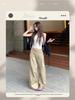 Women's Khaki High-Waisted Casual Wide-Leg Pants - Loose, Slimming, and Lightweight for Summer 2026