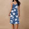 Women's Spaghetti Strap Backless Bow Loose Casual Beach Holiday Dress Sundress