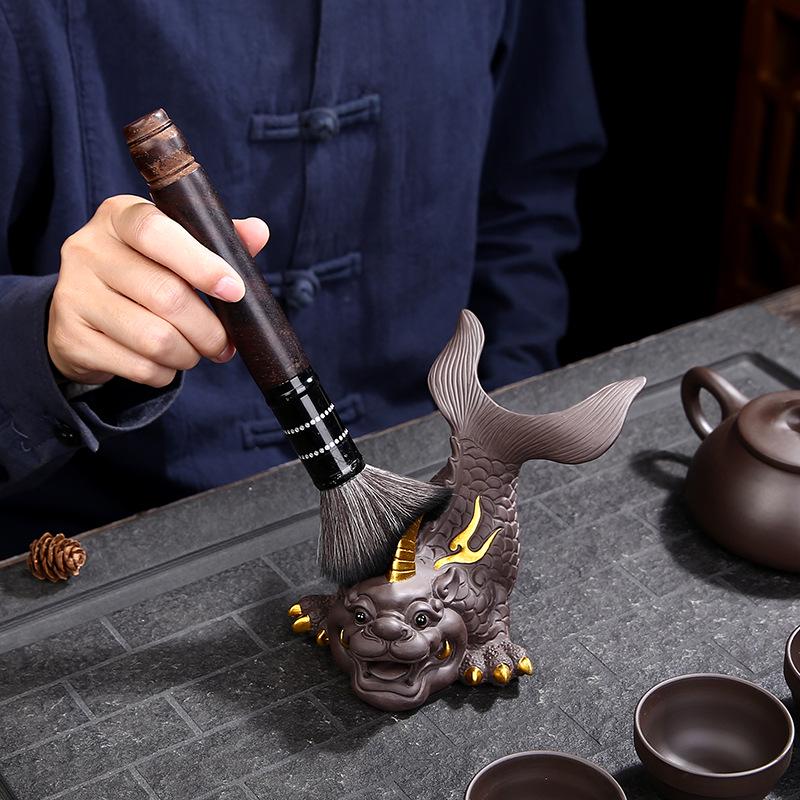 Zisha Tea Pet Ornament - Wealth Fish Dragon Tea Tray Accessory with Customizable Logo, Gongfu Tea Set Pixiu