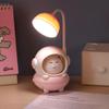 Cartoon Astronaut Cat Desk Lamp USB Rechargeable Flexible Gooseneck Table Reading Light Home Office Bedroom Bedside Night Light