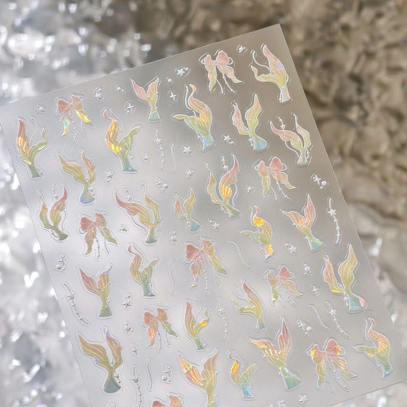 

Qiji Fairy Mermaid Tail Bows Glass Broken Nail Sticker Waterproof Nail Sticker Ornament M1015 1020 M1015 (Broken Glass)