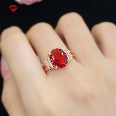Rød Oval Form Nytt Temperament Åpningsringer For Kvinner Zirkon Forlovelsesfest Fint Delikat Smykke Gave