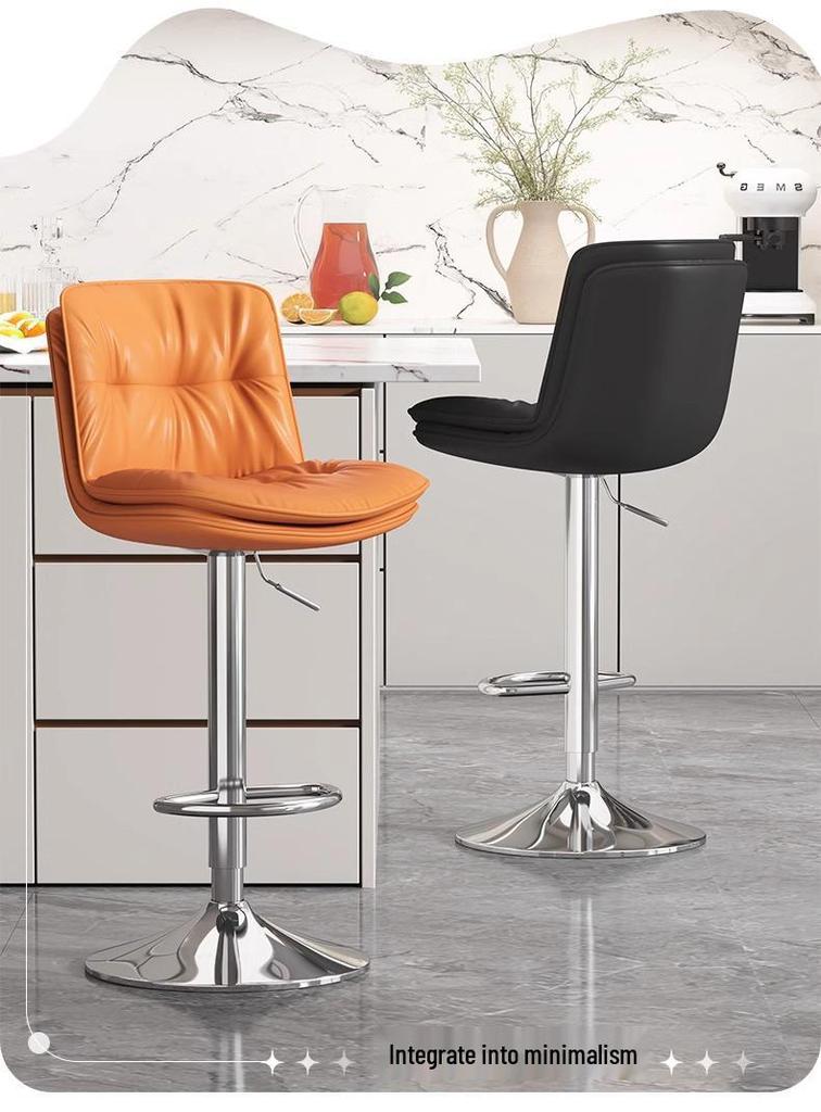 Modern Minimalist Wrought Iron Bar Stool with Backrest