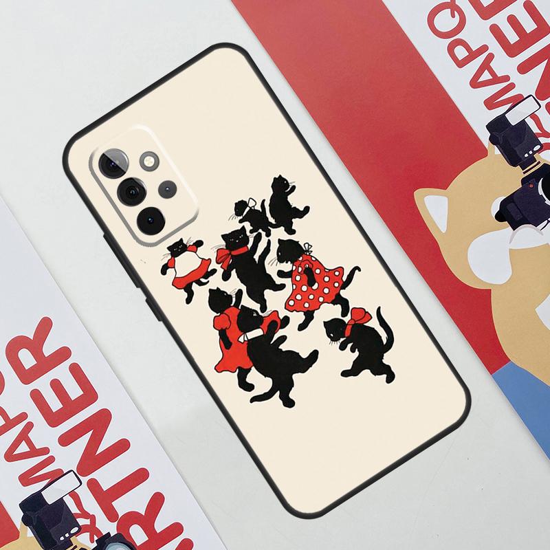 Black Cat Face Kitty Case For Samsung Galaxy A52 A32 A12 A56 A36 A16 A13 A23 A33 A53 A54 A34 A14 A15 A35 A55 A17