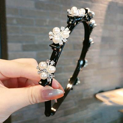 Headband Imitation Pearl Flower Decor Double Layer Hair Hoop Stable Non-Slip Hair