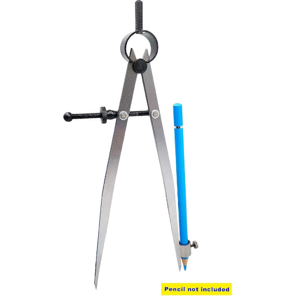ZLKSKER 8 inch Professional Spring Wing Divider/Scriber with Pencil Holder, All Metal Leather Work, Woodworking Compass
