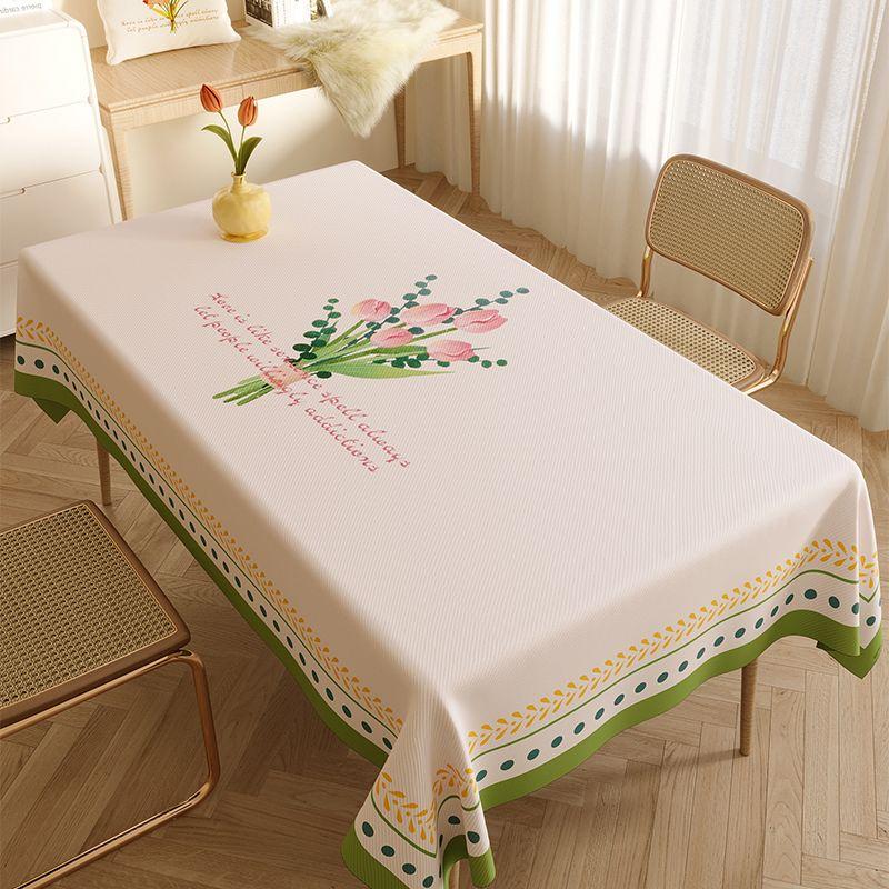 

Hand-Painted Flowers Cotton and Linen Blended Waterproof Craft Table Cloth Modern Minimalist Cover Cloth Oven Mitts Fabric Craft Coffee Table Cloth