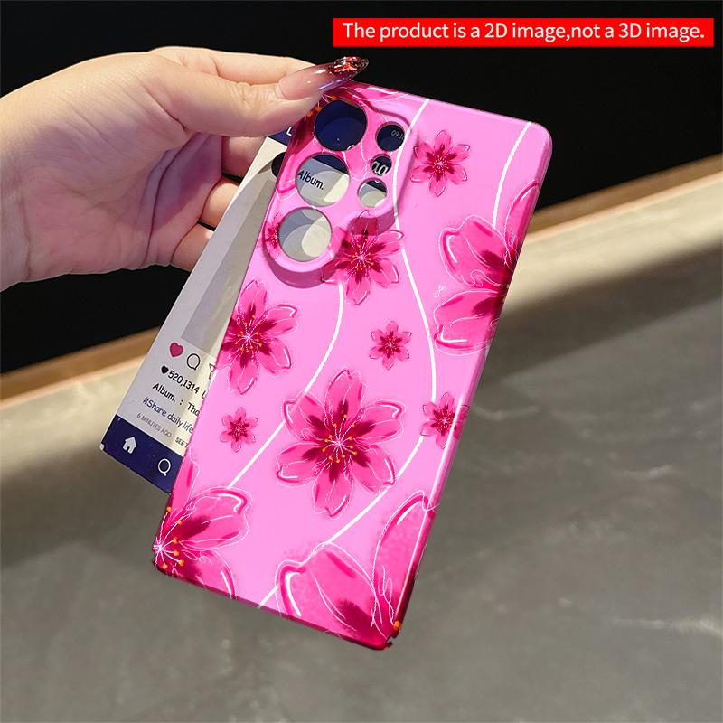 2DFlat Samsung phone case Pink Cherry Blossom Floral Pattern Phone Case Applicable to Galaxy S22 S23 S24 S25ULTRA S26 A12 A13 A14 A15 A16