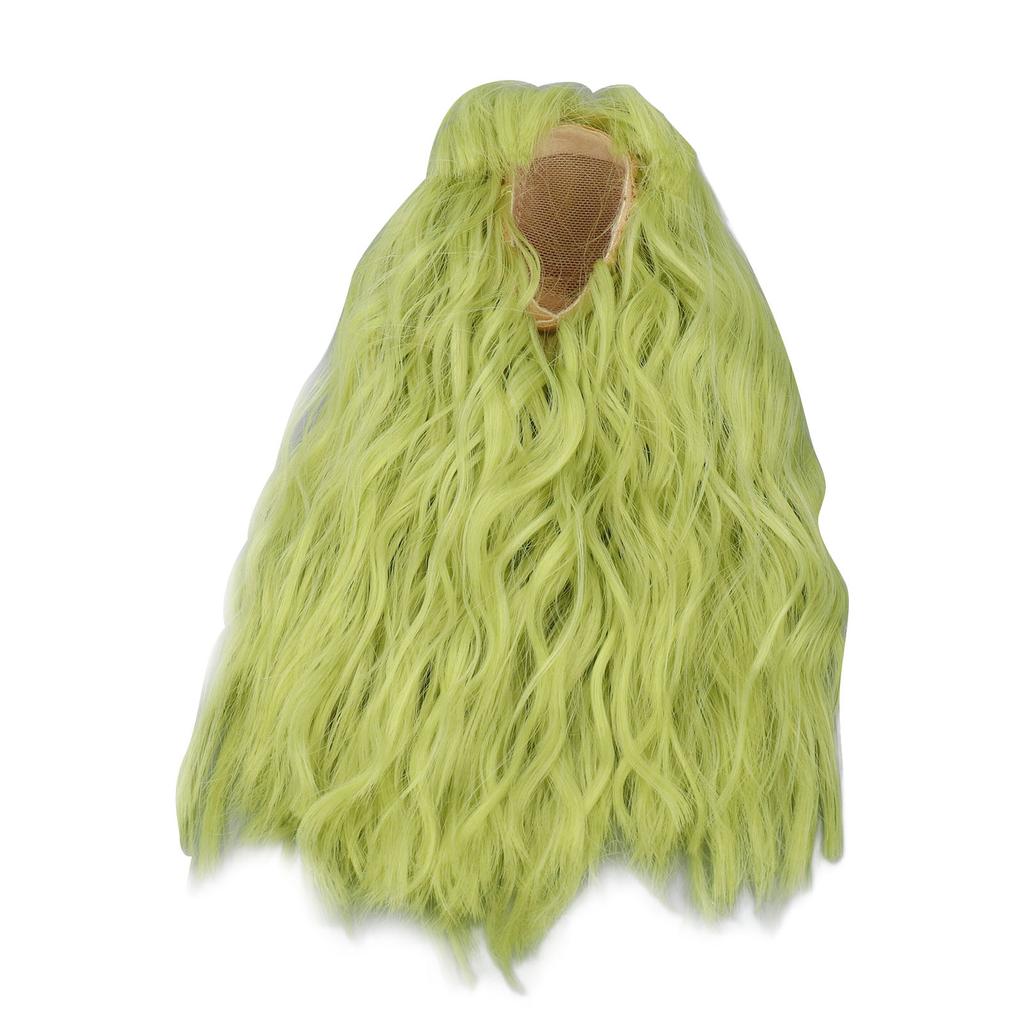 Doll Long Wig Soft Silk Mesh Cloth Simulated Scalp Flat Bang Green Artificial Hair for Ball Jointed