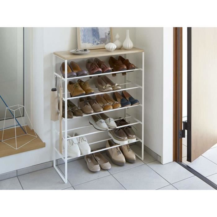 Yamazaki Home Étagère à Chaussures de 5 Niveaux de Chaussures Porte-Chaussures blanc 66,0 x 87,0 x 25,0 cm