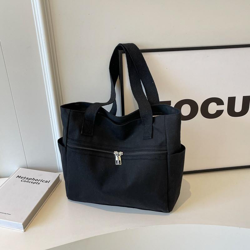 Stylish Street Fashion Large Capacity Canvas Tote Bag For Women With Inner Pocket