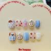 Short Square Press-On Nails With Hand-Painted Cute Cat Eye Design Sweet Ins Style Nail Art Women