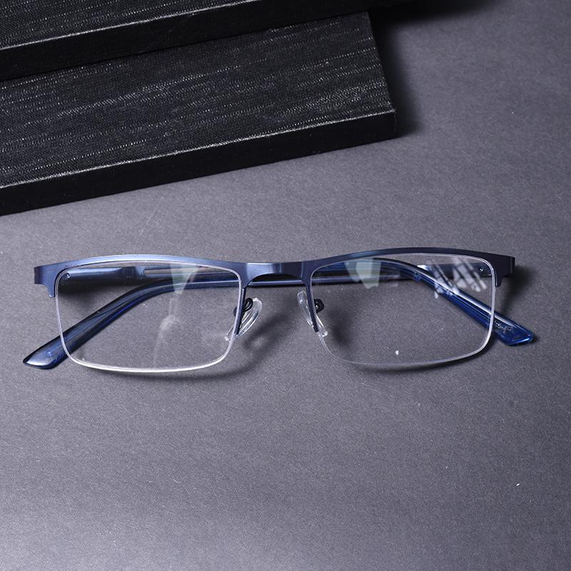 

Blue Frame Anti Blue Light Men s Reading Glasses With Spring Hinge Half Frame Business Presbyopic Optical Readers +1.25+1.75+2. +100 синий