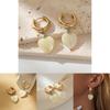 White Heart Pendant Earrings For Women Fashionable Retro Geometric Style