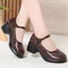 Women's Soft Leather High Heels Chunky Heels Elegant Single Shoes, Versatile One-strap Mary Jane Shoes