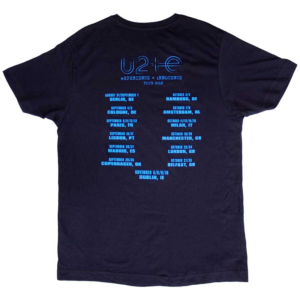 U2 Unisex Adult Logo E+I 2018 Tour Dates Back Print T-Shirt