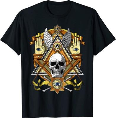 Vrijmetselaars Schedel Vrijmetselaar Illuminati Oog Esoterische Samenzwering Unisex T-Shirt