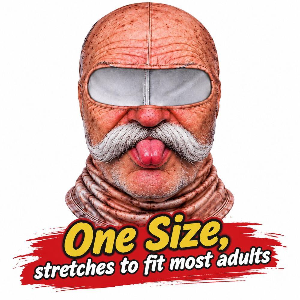 White Mustache Old Man Balaclava Face Mask Full Coverage Ski Mask Hood Winter Mask Cover For Men