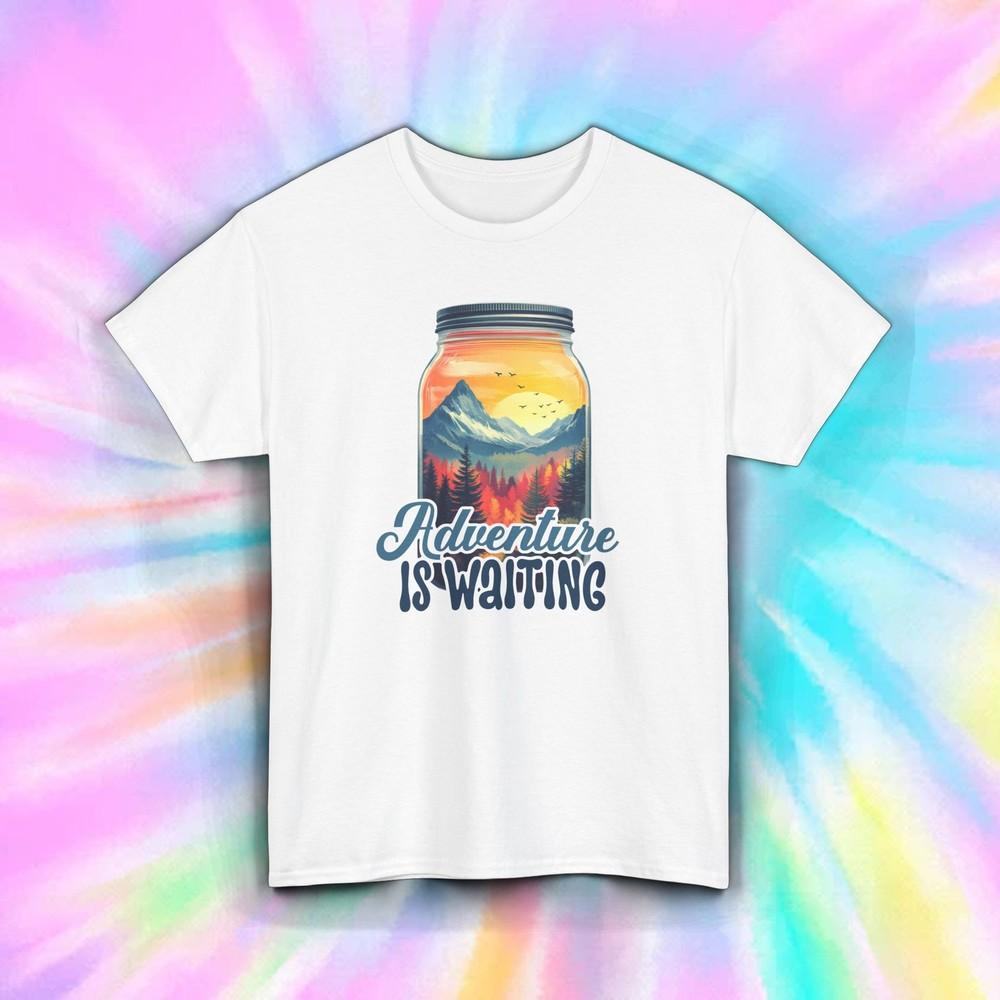 Adventure Is Waiting Shirt Jar Sunset Nature Mountain Hiking Tee S-5XL