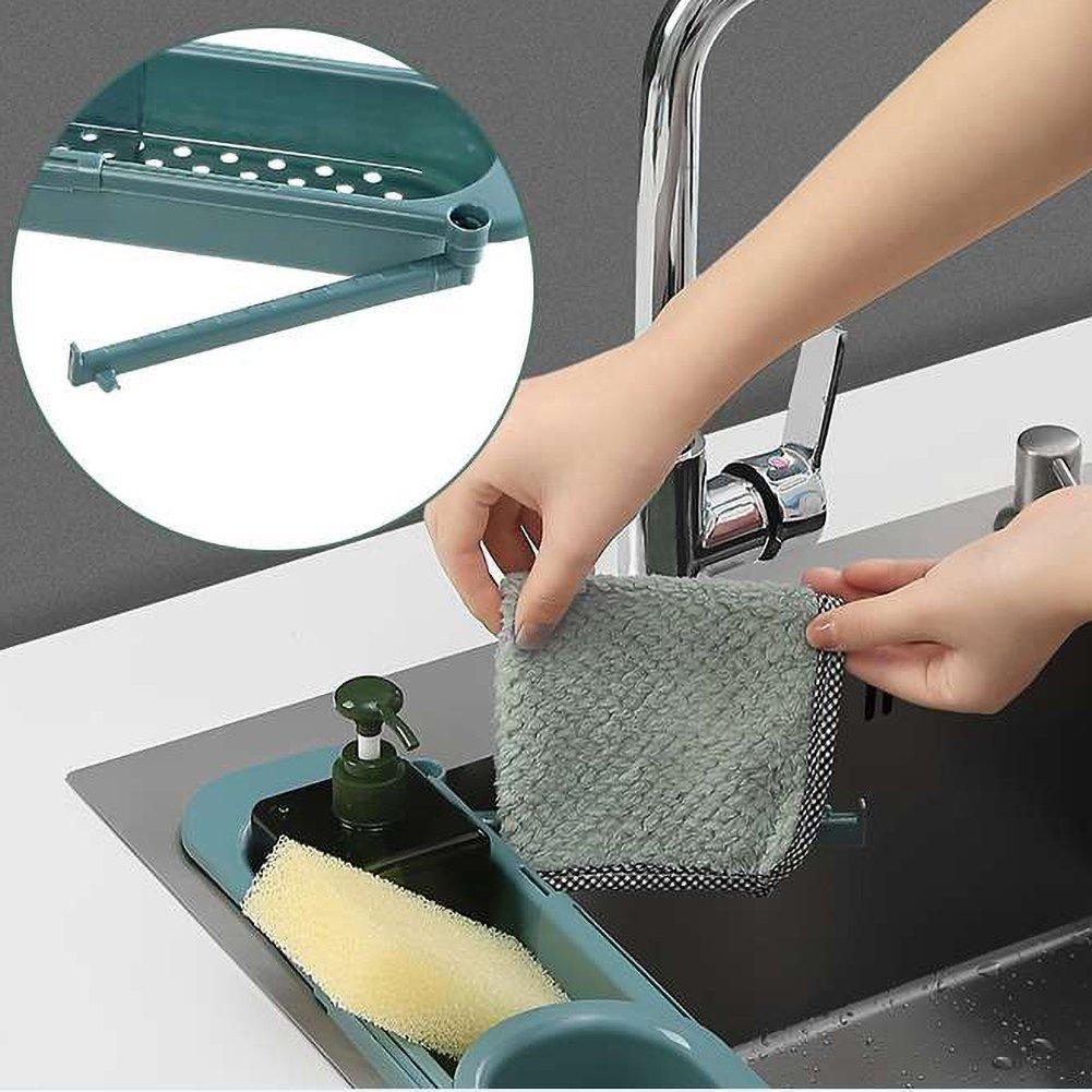 Sink Holder Adjustable Drainer Sink Tray Sponge Soap Holder Sink Organizer Holder Dish Cloth Hanger For Home Kitchen
