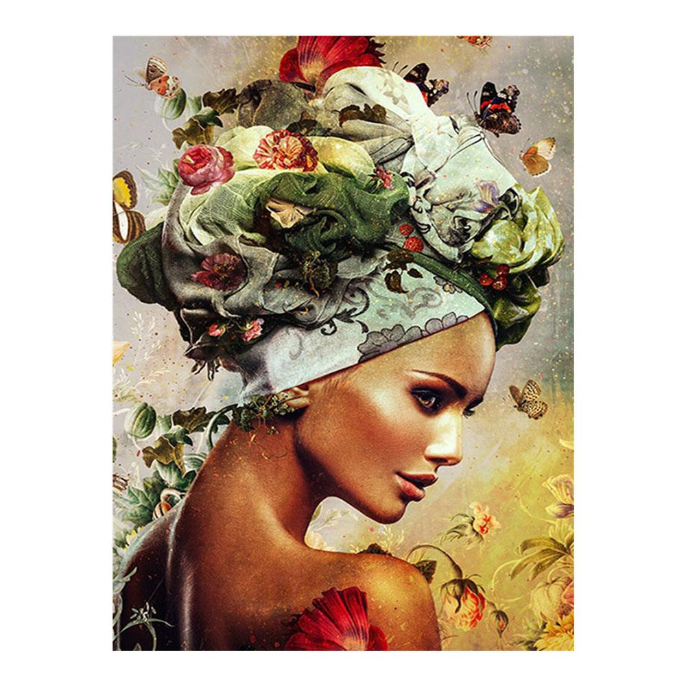 Flowers Woman Wall Art Posters and Prints African Woman Canvas Paintings Modern Abstract Portrait Pictures Home Decor