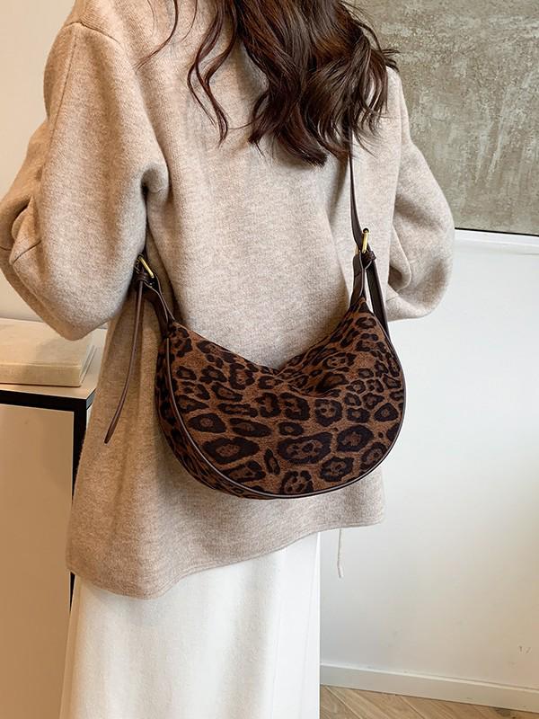 Retro Leopard Print Crossbody Bag: Autumn/Winter Fashion Versatile One-Shoulder Women's Dumpling Bag