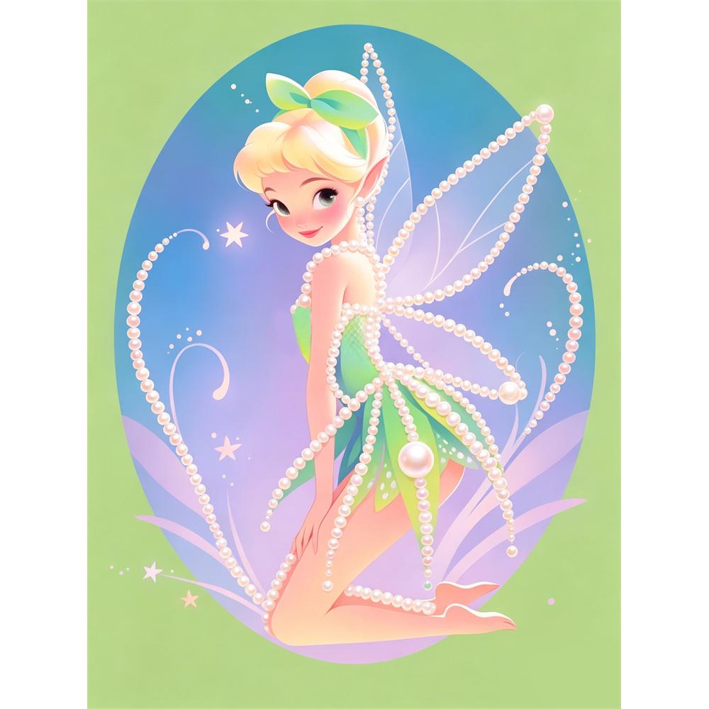 

Disney Pearl Painting Tinker Bell Anna and Elsa DIY Pearl Art Painting Pearl Gem Painting Pictures Crafts Special Shape Home Wall Decoration 30x40