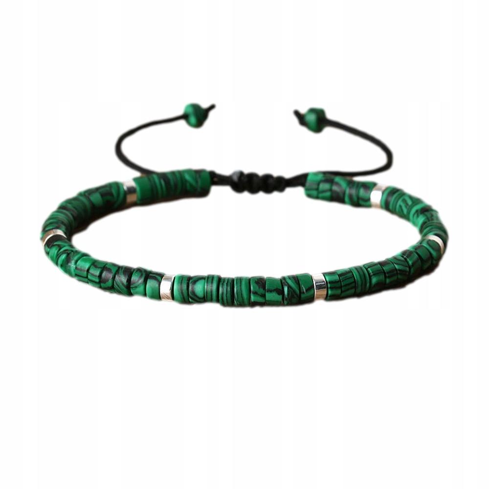 Women's Bracelet Beads Natural Stone Malachite 2x4 Mm Adjustable