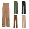Womens Solid Color High Waist Wide Leg Slimming Casual Fashion Corduroy Pants