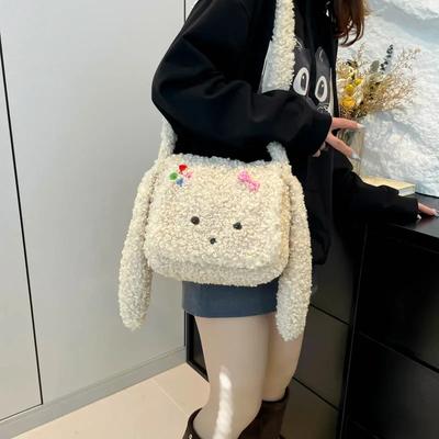 Oblíbená nadýchaná kabelka přes rameno s dlouhými ušima pro ženy letos na podzim a zimu, nová crossbody z jehněčí vlny