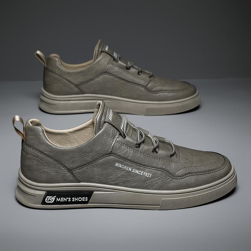 Shoes Autumn New Casual Sports Running Thick-soled Wear-resistant Leather Waterproof Board Shoes