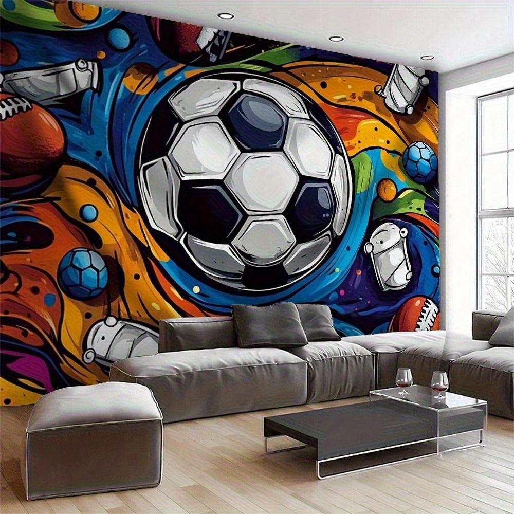 Fußball Graffiti Wandteppich - Bunte Sportball Wandkunst, Street Style Fußball Dekor, Abstraktes Spiel Hängedekor, Polyester,
