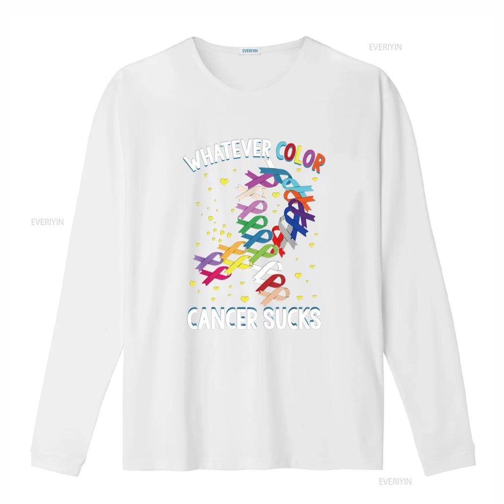 Womens Cancer Awareness T Shirt Whatever Color Sucks Black vintage Washed streetwear Top For Everyday Wear Stylish Breathable
