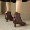 Fashion Autumn Winter Pointed Toe Women Ankle Boots Fashion Elegant Zippers Short Booties Vintage Ladies Square Heels Casual Shoes