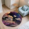 Rabbits in Flower Bush,Round Area Rug,Carpet Rug for Living Room Bedroom Sofa Playroom Decor,Non-slip Floor Mat